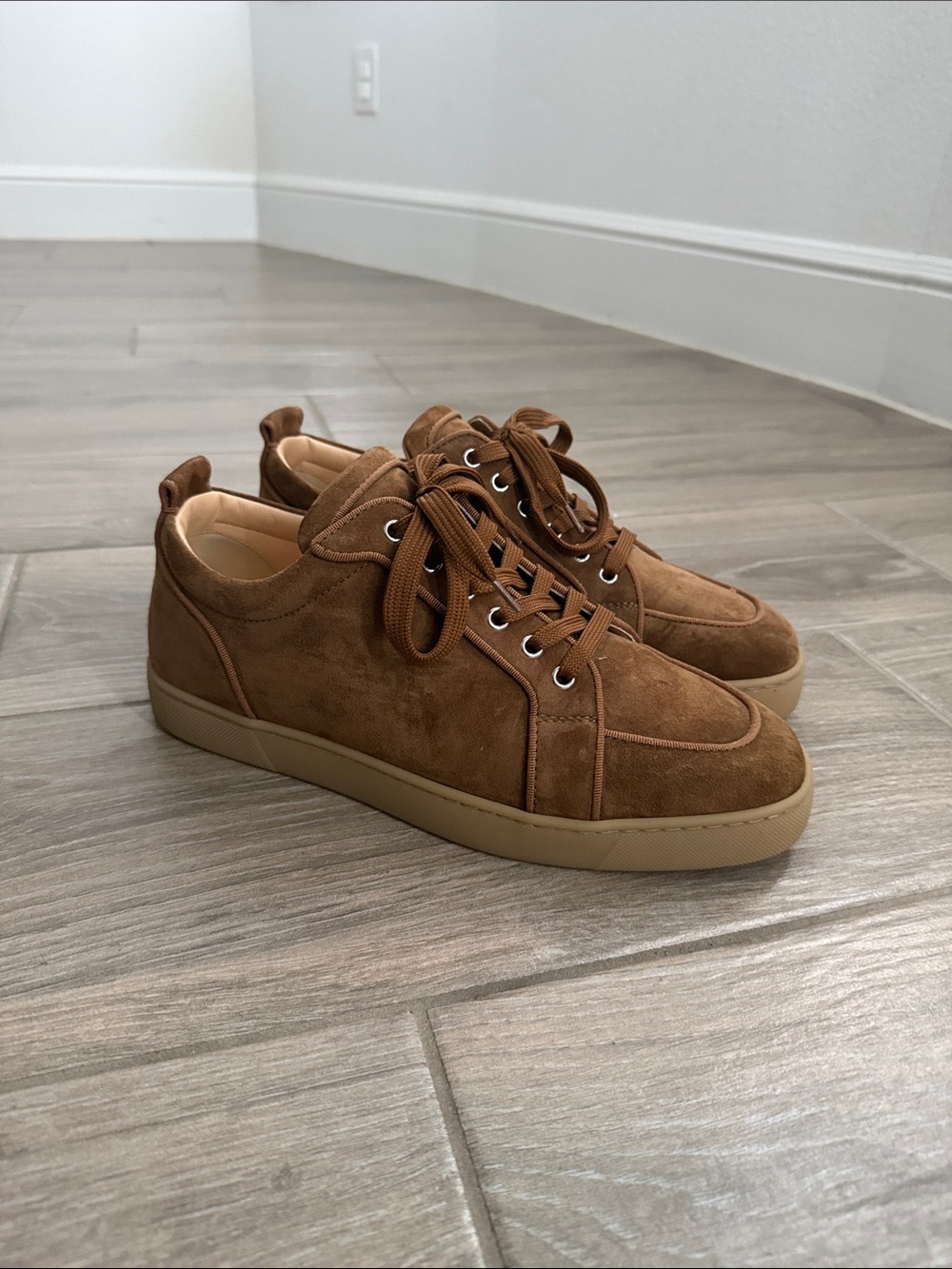 Christian Louboutin Brown Suede Low-Top Sneakers
